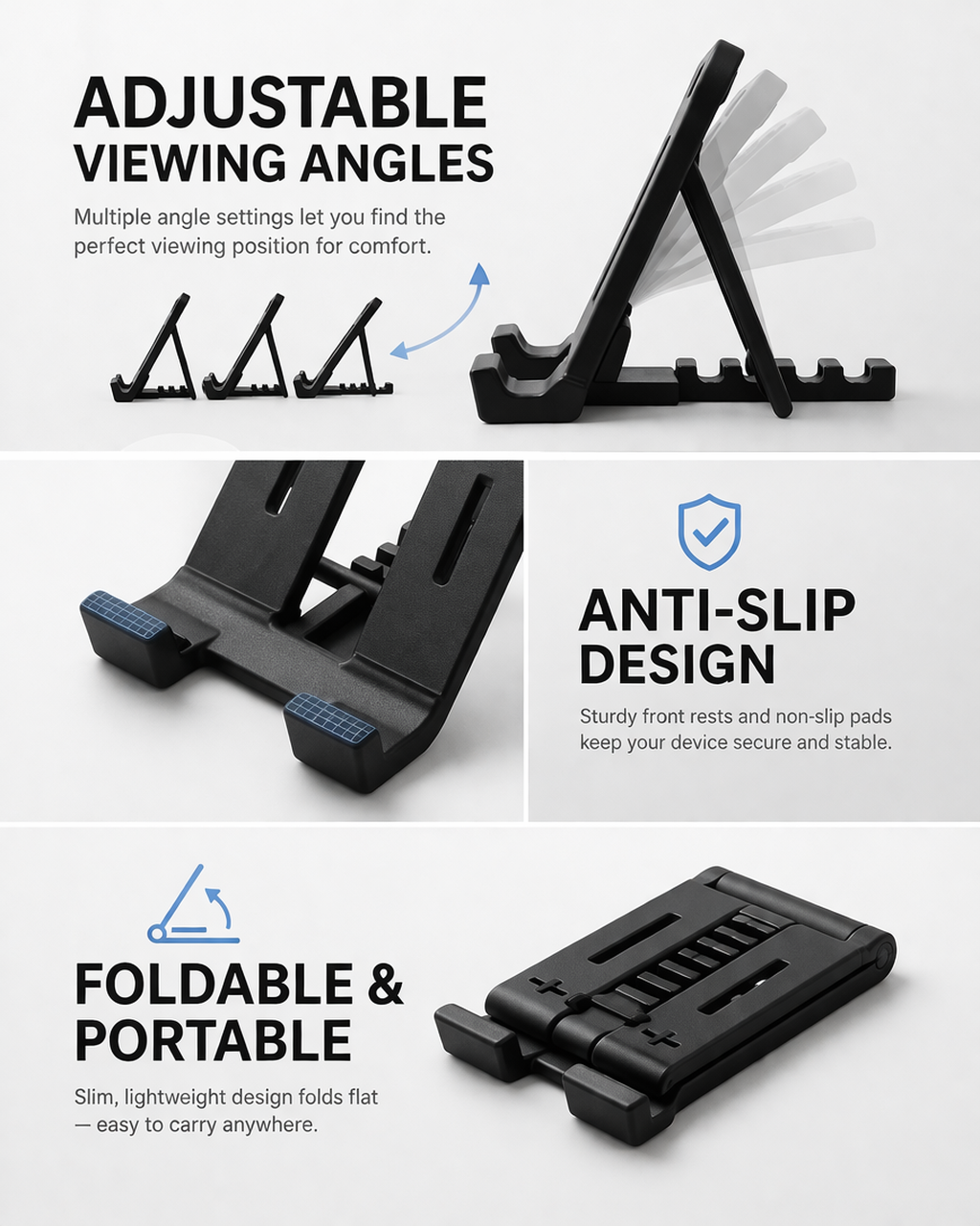 Adjustable Foldable Mobile Stand Holder | Anti-Slip Desk Phone Stand for All Smartphones