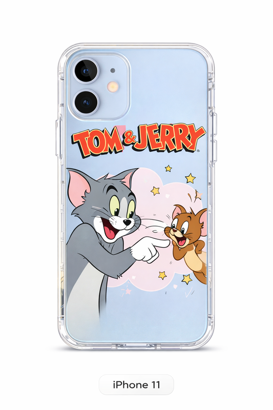 Tom & Jerry Transparent Back Cover for iPhone 12 – Cute Cartoon Shockproof Clear Case