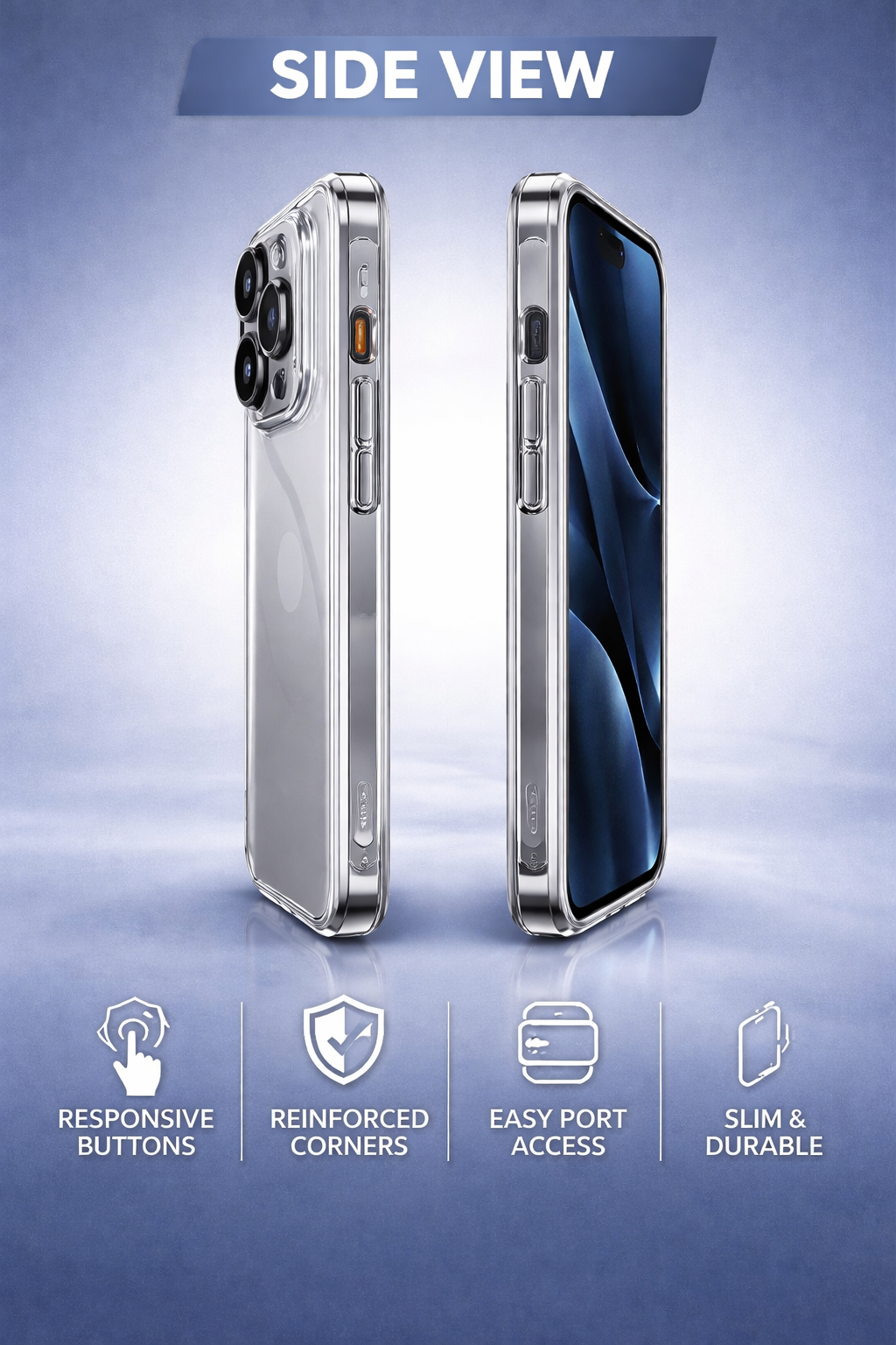 Transparent Magnetic Ring Back Cover for iPhone 15 Pro Max – Shockproof Clear Case (MagSafe Compatible)